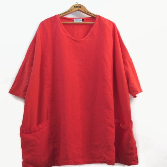 Red Oversized Boxy Tunic - Picture 1 of 3